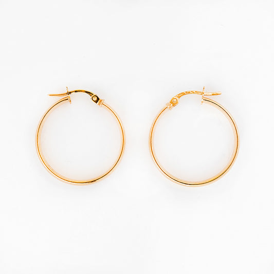 Yellow Gold Hoop Earring - 30mm
