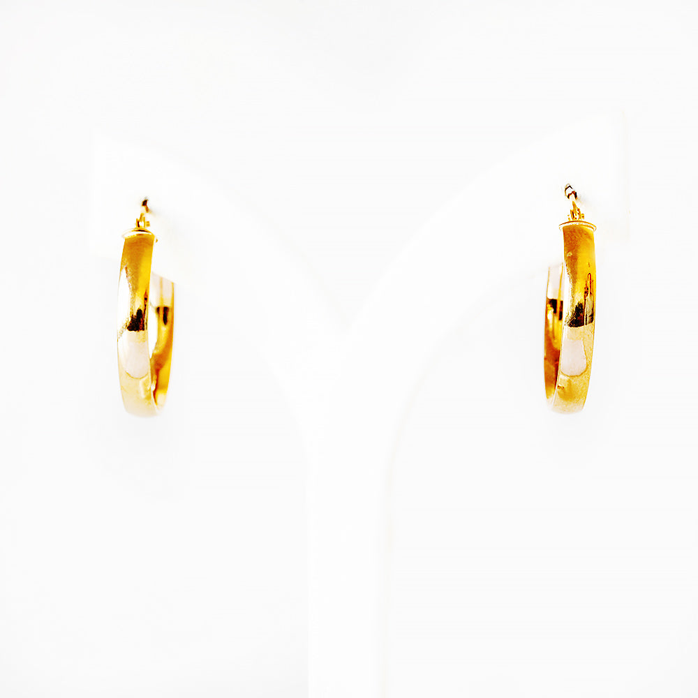 Yellow Gold Hoop Earring - 30mm