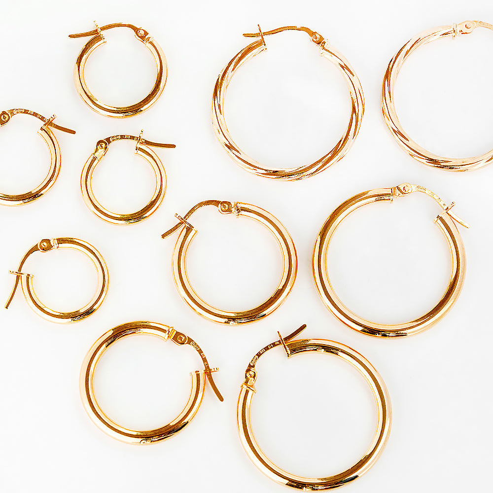 9k Yellow Gold Twisted Hoop Earrings - 20mm - Victoria's Jewellery