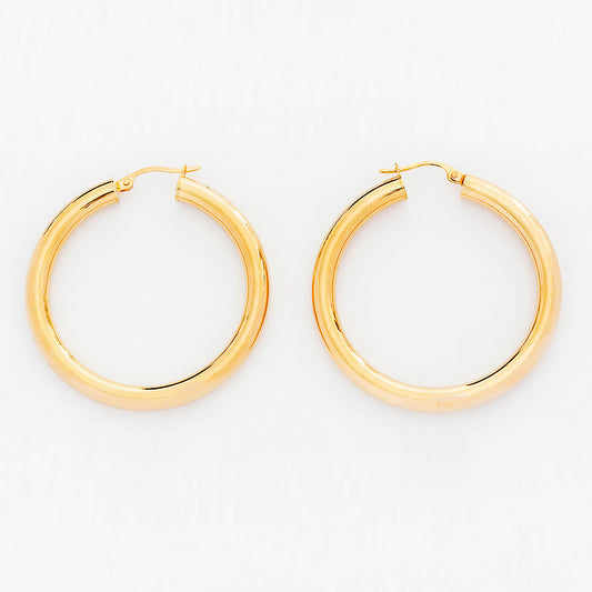 Yellow Gold Hoop Earrings - 30mm - Victoria's Jewellery