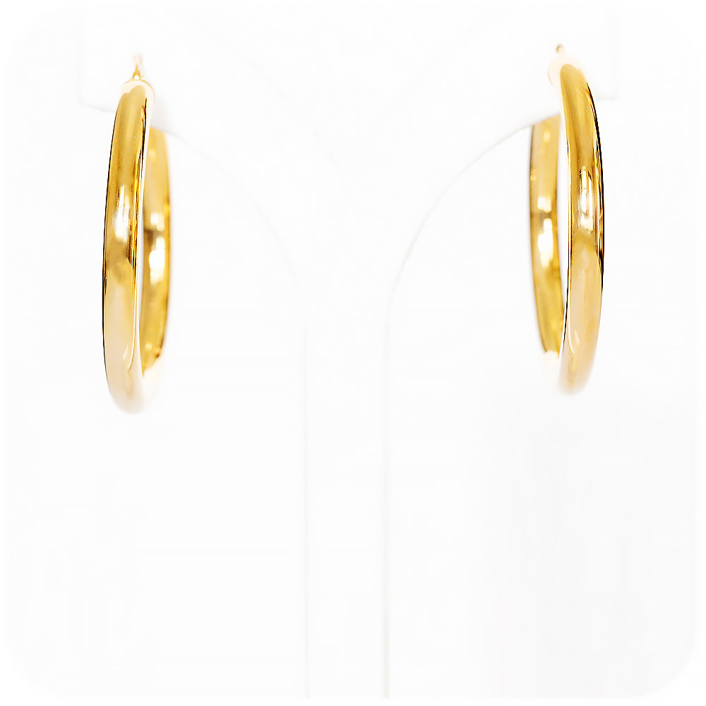 Yellow Gold Hoop Earrings - 30mm - Victoria's Jewellery