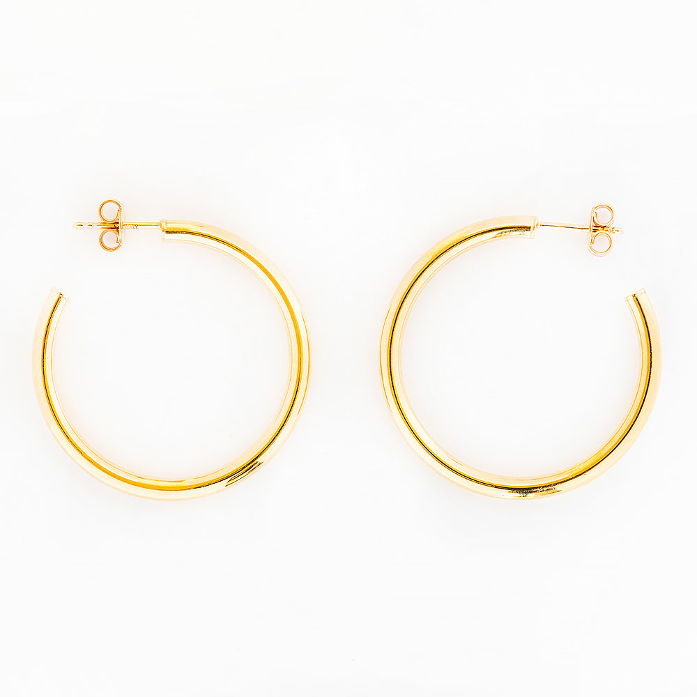 30mm Hoop Stud Earring in Yellow Gold