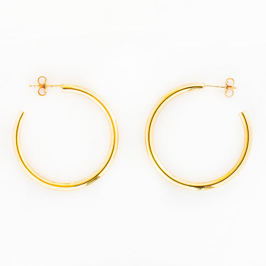 30mm Hoop Stud Earring in Yellow Gold