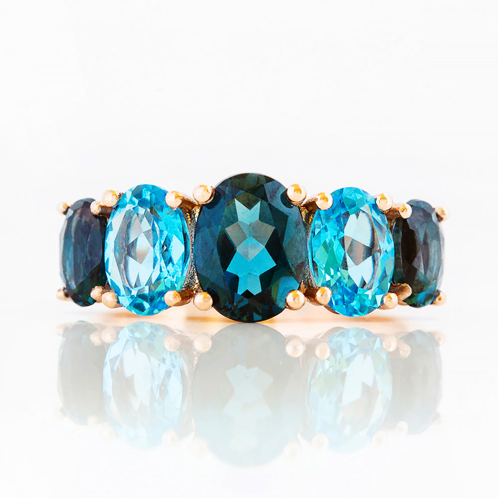 The London and Swiss Blue Topaz Queen Ring - Victoria's Jewellery