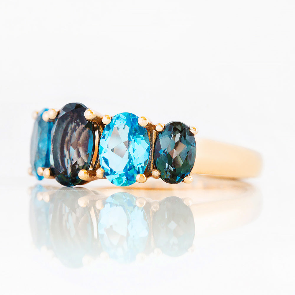 The London and Swiss Blue Topaz Queen Ring - Victoria's Jewellery
