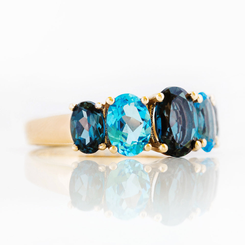 The London and Swiss Blue Topaz Queen Ring - Victoria's Jewellery