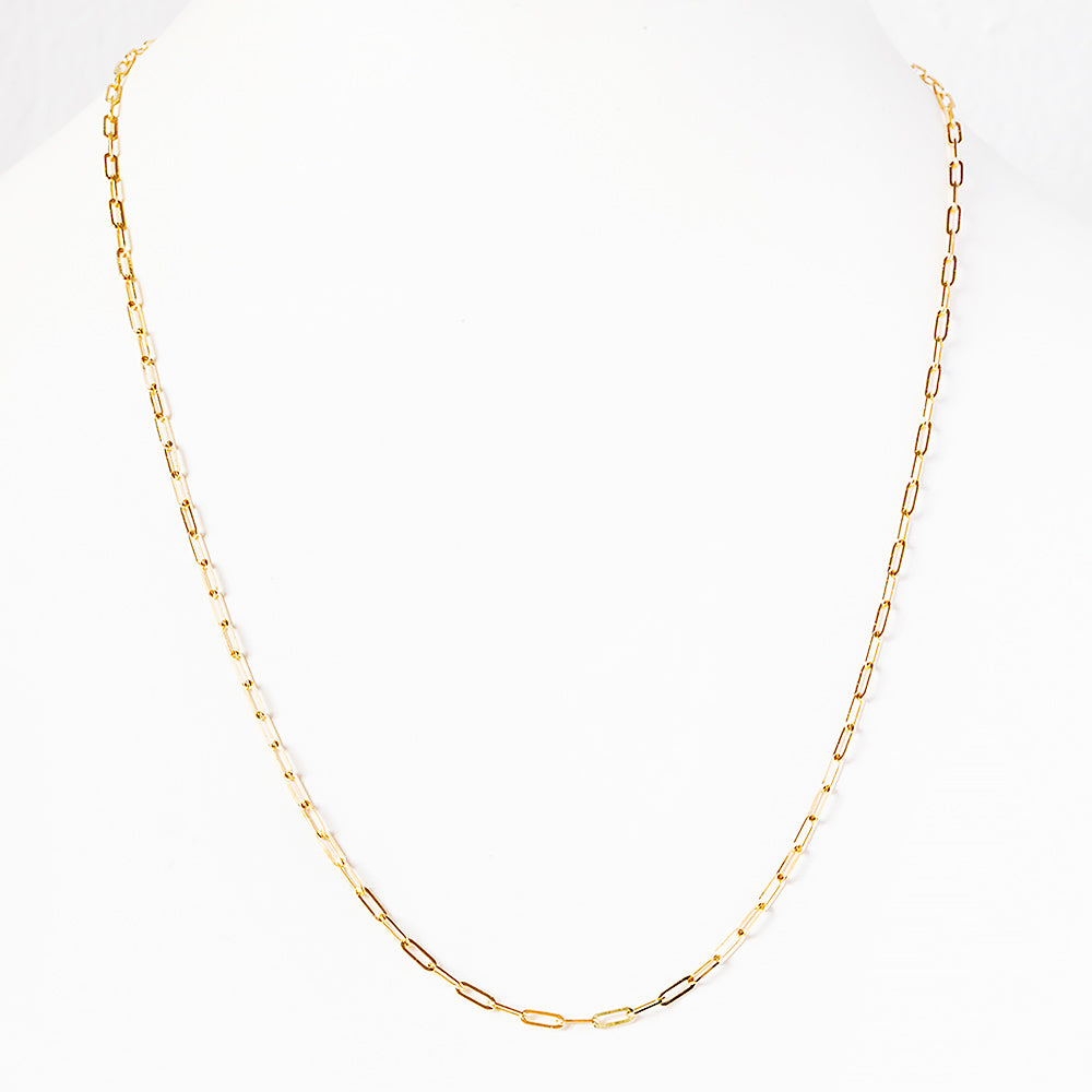 9k Yellow Gold Baby Paper Clip Chain - 50cm