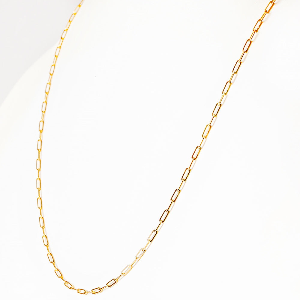 9k Yellow Gold Baby Paper Clip Chain - 50cm