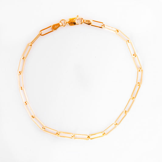 Paperclip Bracelet in Yellow Gold - 19cm
