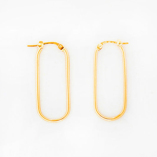Yellow Gold Paperclip Hoop Earrings - Victoria's Jewellery