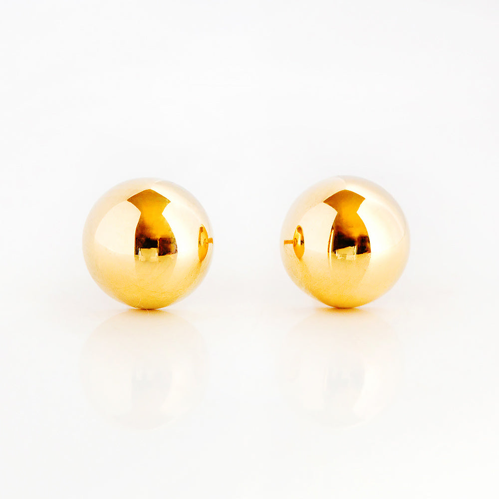 Yellow Gold Dome Stud Earrings - 8mm - Victoria's Jewellery