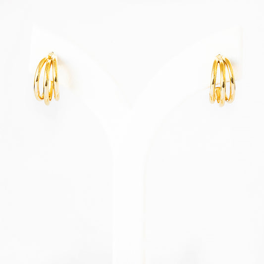 Three Row Hoop Stud Earrings