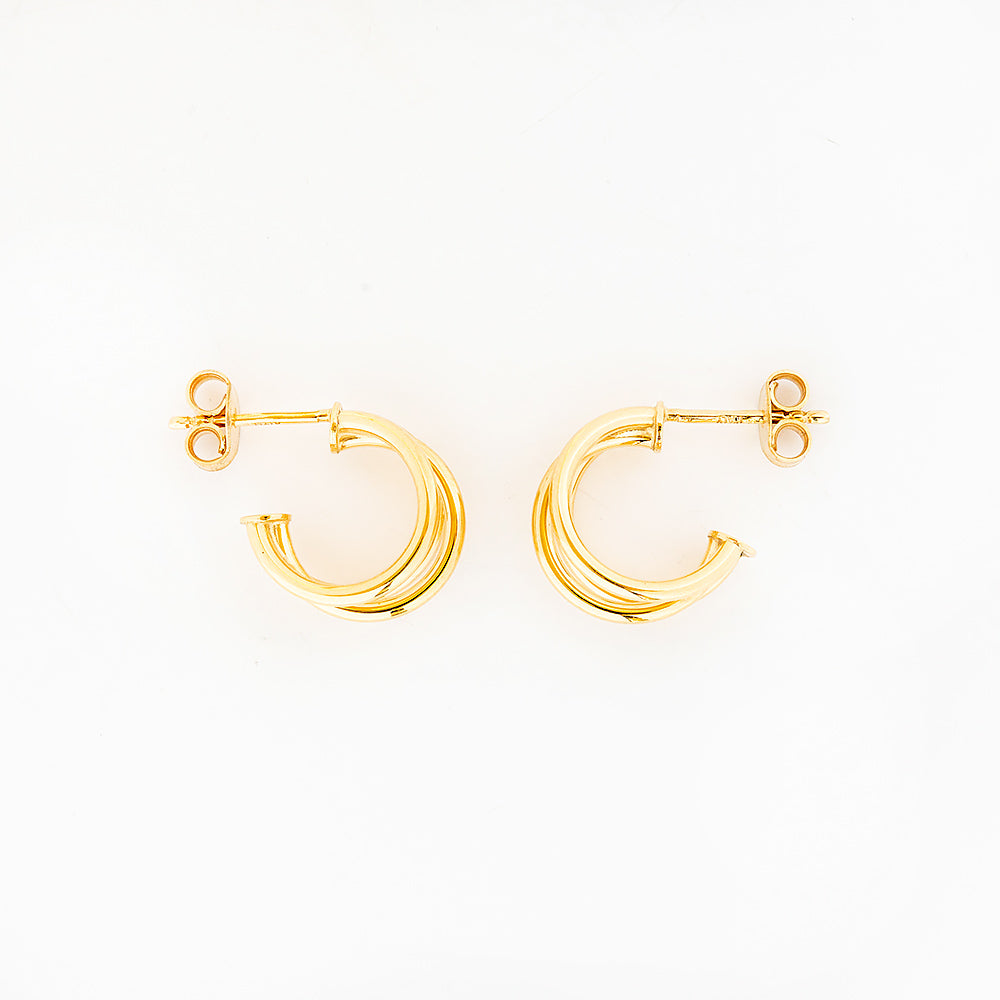 Three Row Hoop Stud Earrings