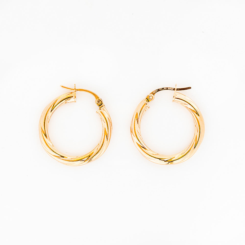 Twisted Hoops in Yellow Gold - 20mm