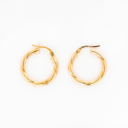 Twisted Hoops in Yellow Gold - 20mm