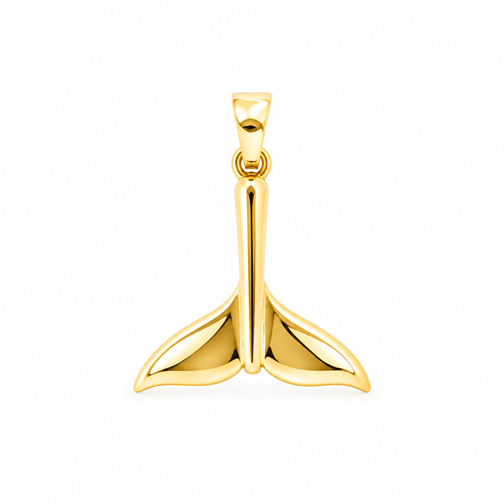 Whale Tail Pendant in Yellow Gold