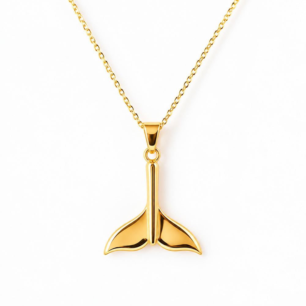 Whale Tail Pendant in Yellow Gold