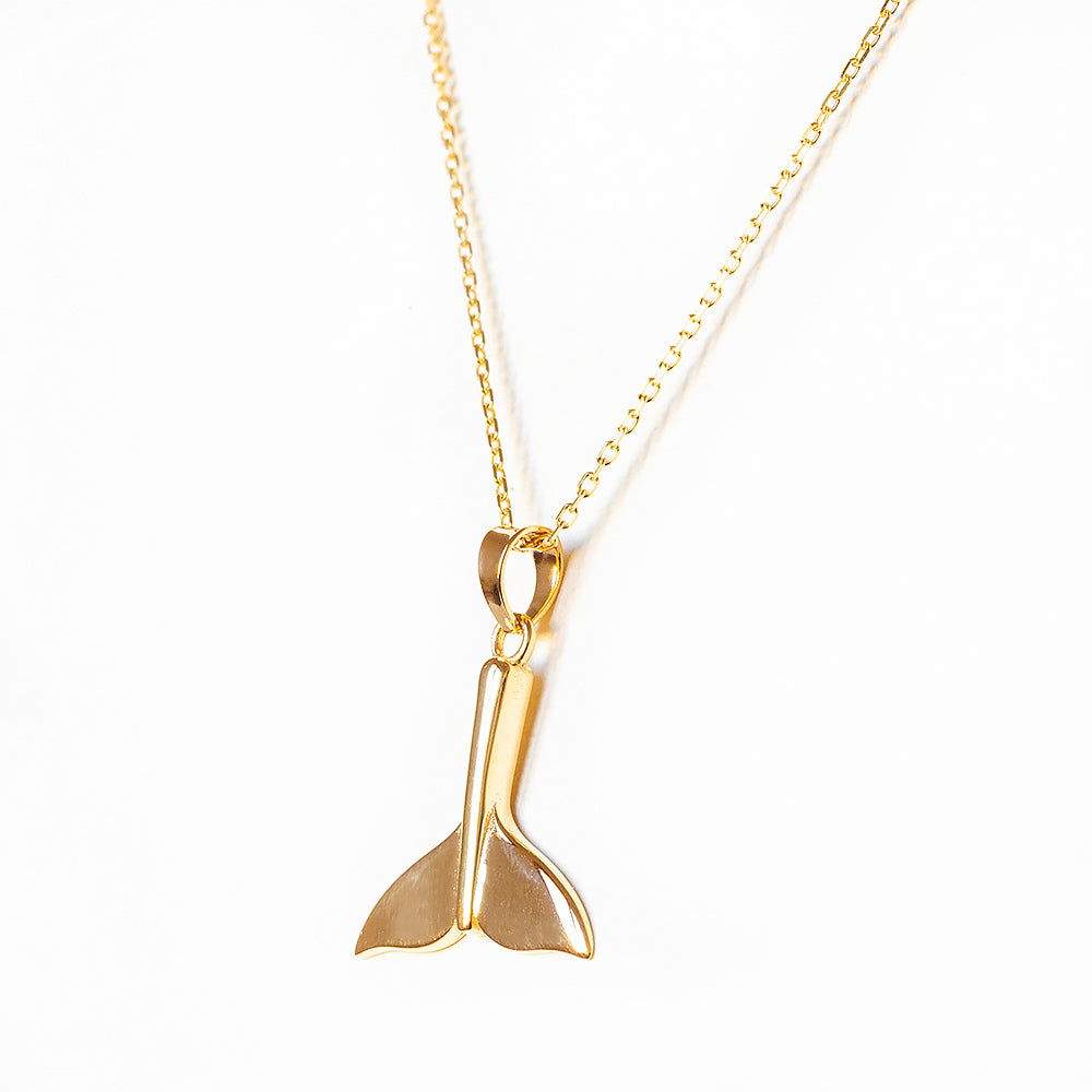 Whale Tail Pendant in Yellow Gold
