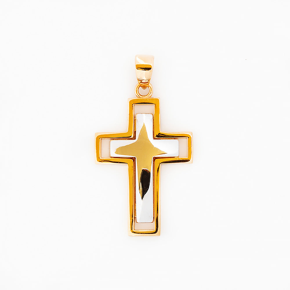 Yellow and White Gold Cross Pendant