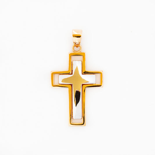 Yellow and White Gold Cross Pendant