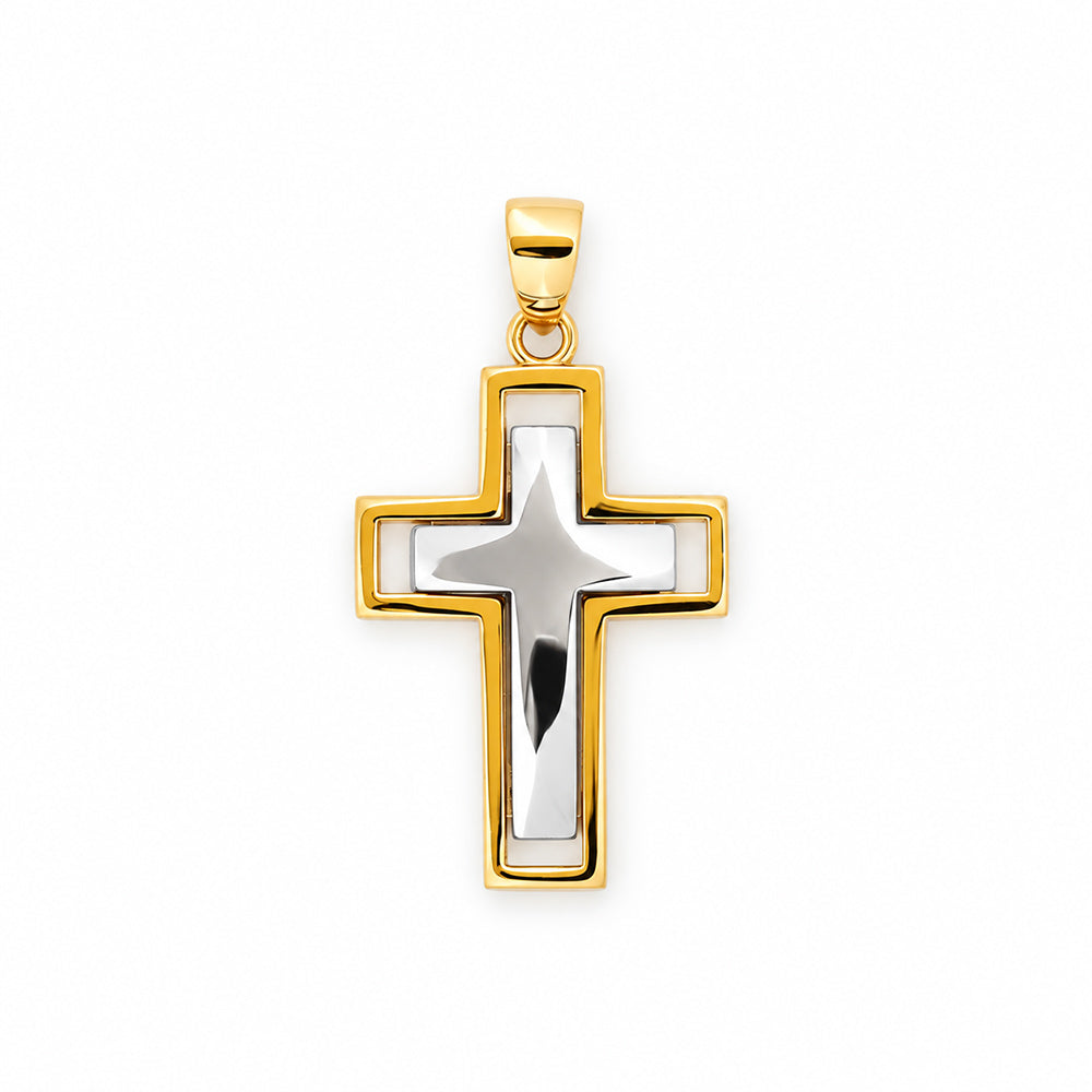 Yellow and White Gold Cross Pendant
