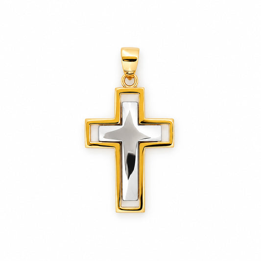 Yellow and White Gold Cross Pendant