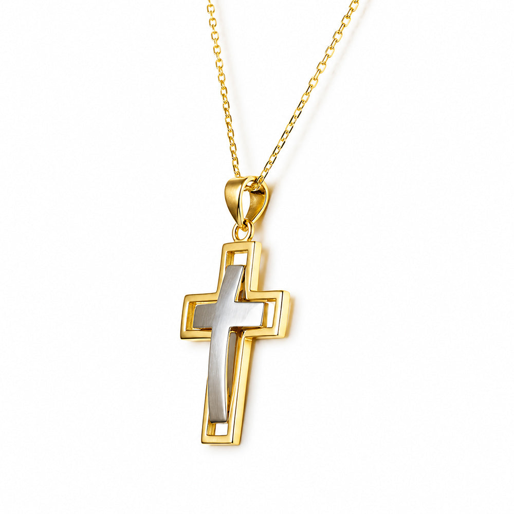 Yellow and White Gold Cross Pendant