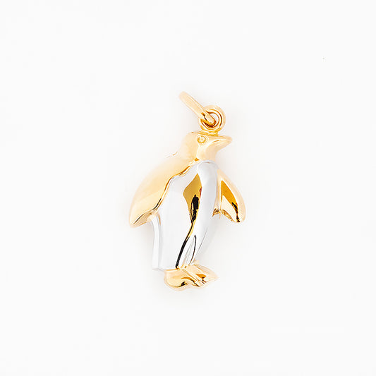 Yellow and White Gold Penguin Pendant