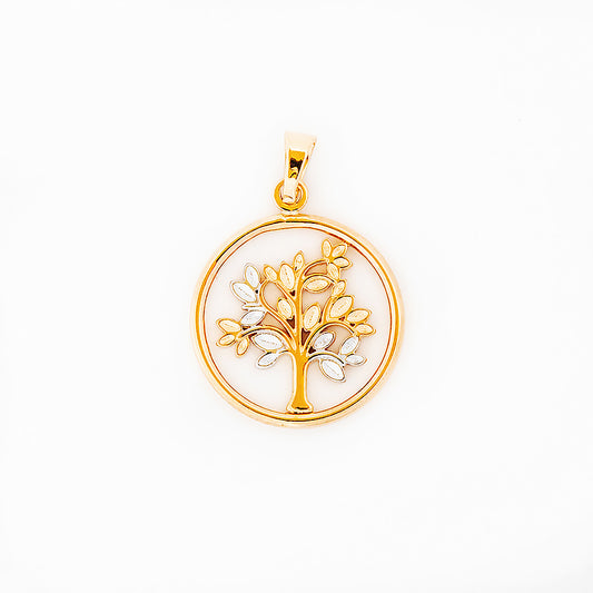 Yellow and White gold tree of life pendant