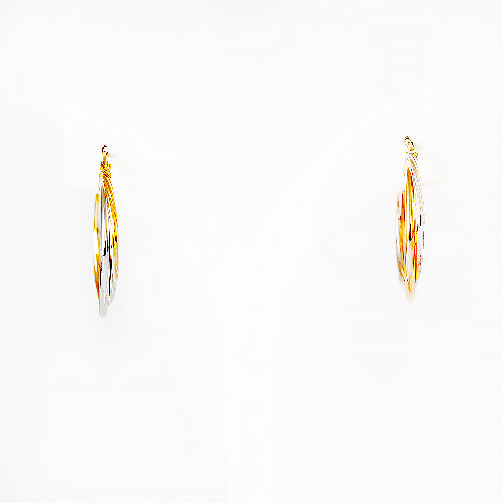Yellow and White Gold Twisted Hoops - 25mm