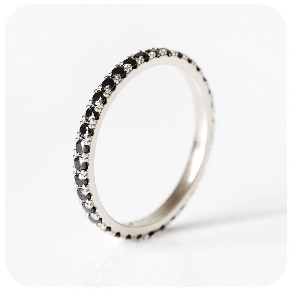 Black Diamond Full Eternity Stack Anniversary Wedding Ring - Victoria's Jewellery