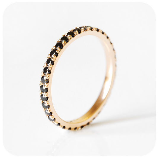 Black Diamond Full Eternity Stack Anniversary Wedding Ring - Victoria's Jewellery