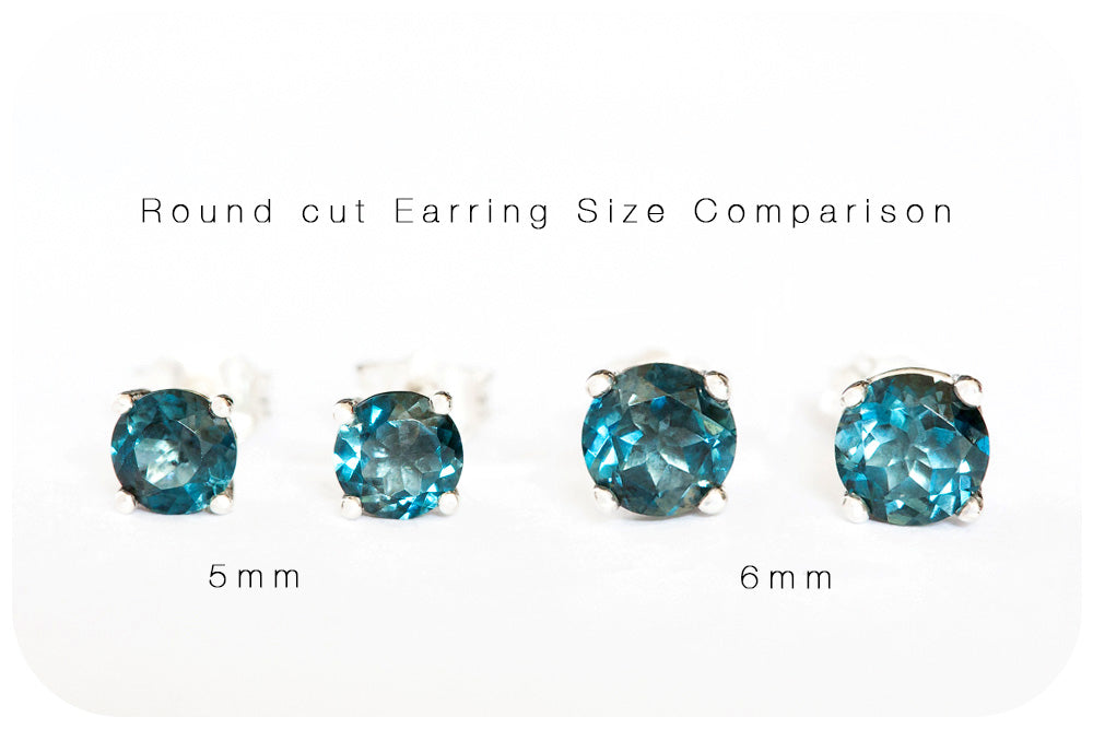 Round cut London Blue Topaz Stud Earrings - 5mm