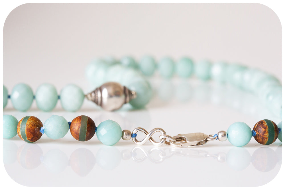 Mint Green Amazonite Necklace with Sterling Silver Accent