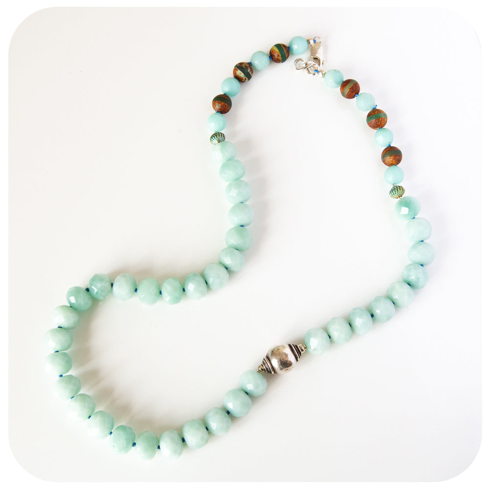 Mint Green Amazonite Necklace with Sterling Silver Accent