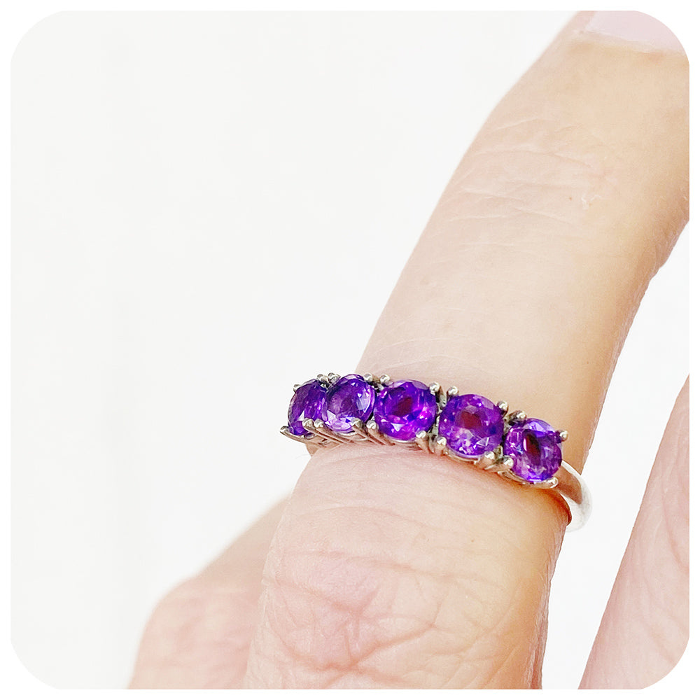 Amethyst half deals eternity ring