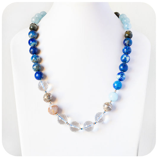 The Aquamarine, Tiger Eye and Lapis Lazuli Necklace