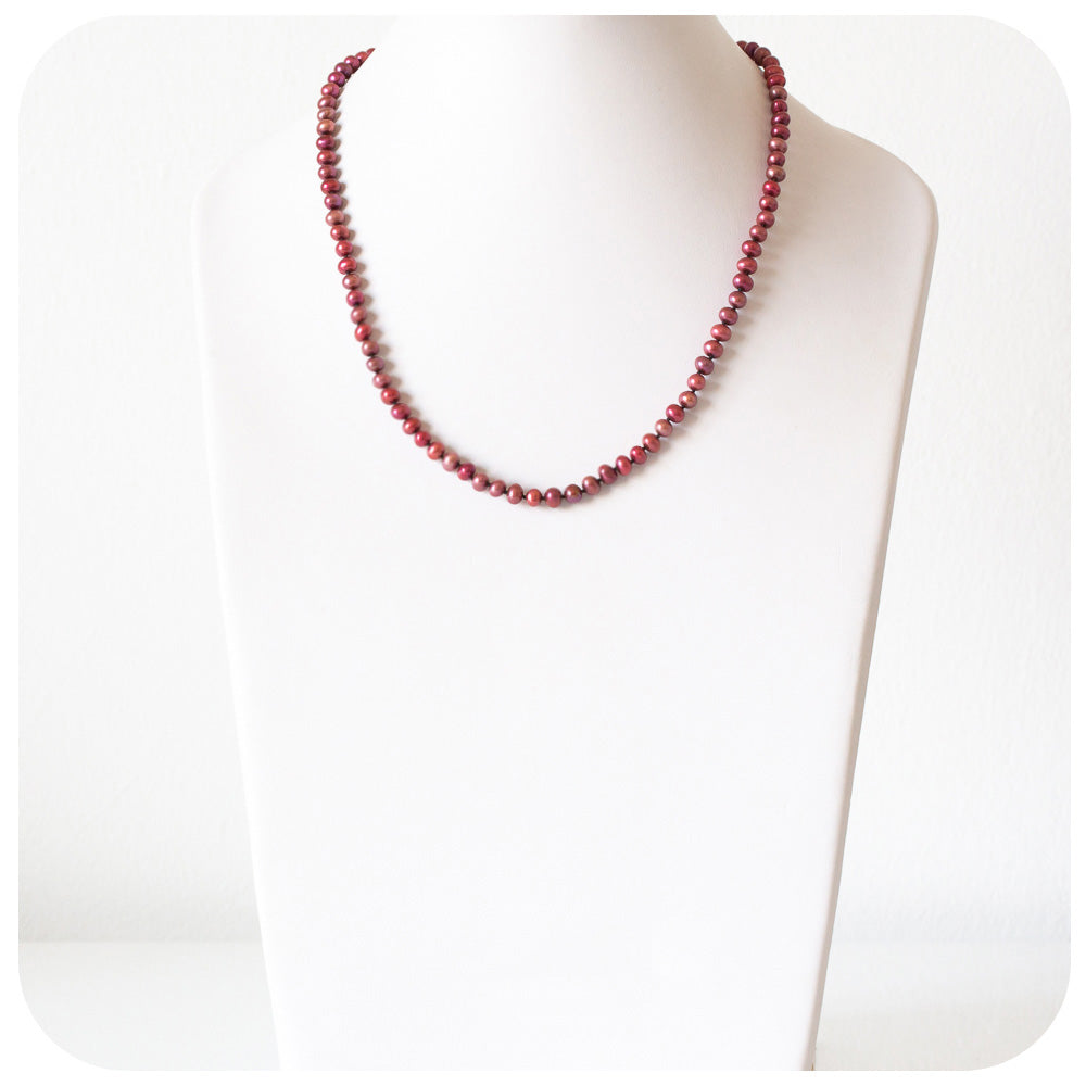 Cherry Red Fresh Water Pearl Necklace