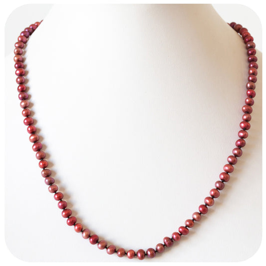 Cherry Red Fresh Water Pearl Necklace