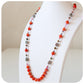 Coral, Tourmaline and Silver detail Necklace with Hematite - Victoria's Jewellery