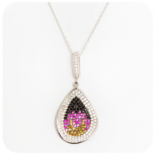 Multi Colour Cubic Zirconia Necklace in Silver