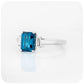 Lisa, Emerald cut London Blue Topaz and Moissanite Engagement Ring