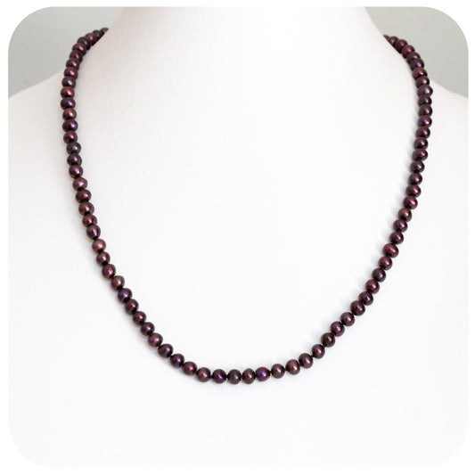 Deep Cherry Purple Fresh Water Pearl Necklace