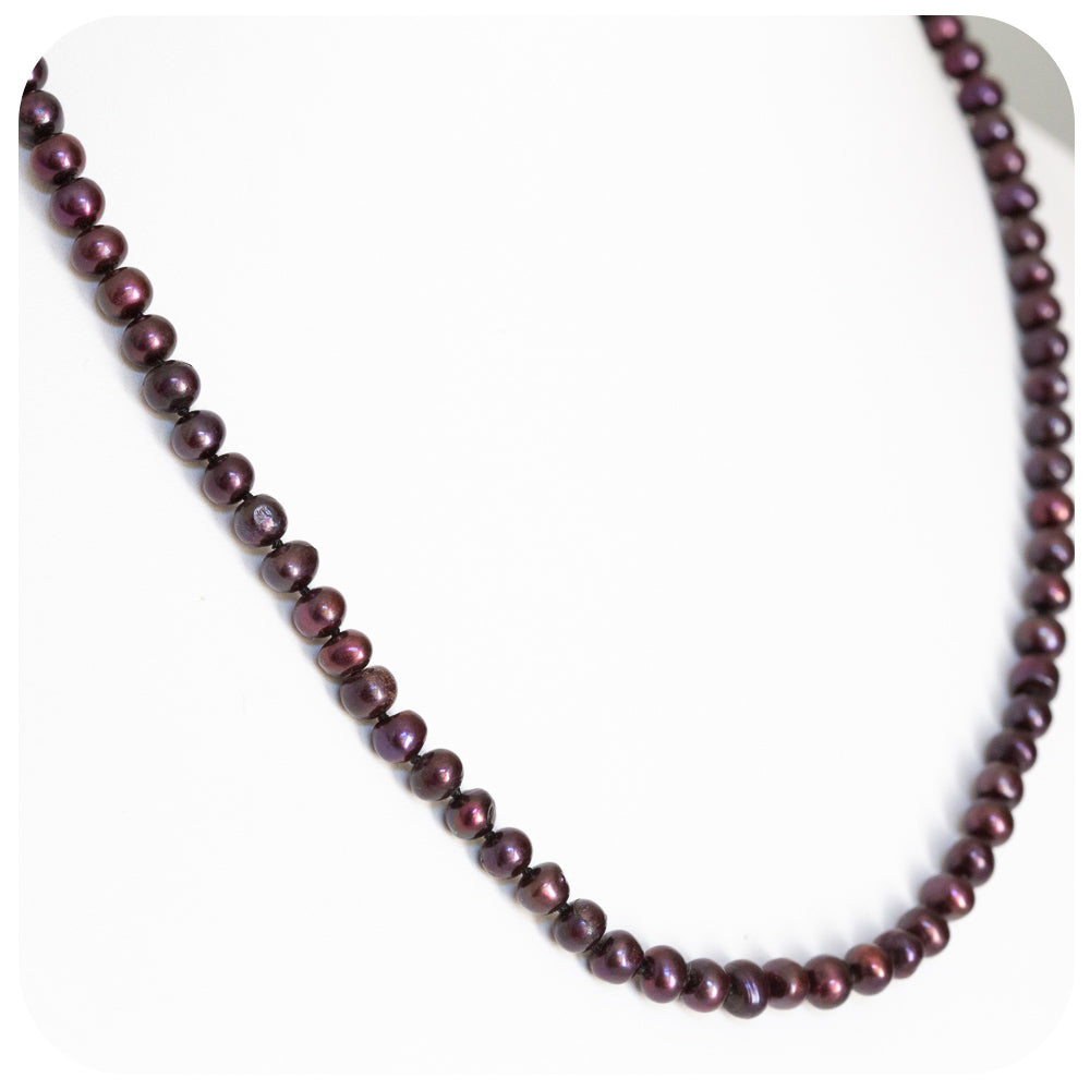 Deep Cherry Purple Fresh Water Pearl Necklace