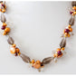 Smoky Quartz, Biwa and Fresh Water Pearl Necklace with Crystal Element Detail - 58cm