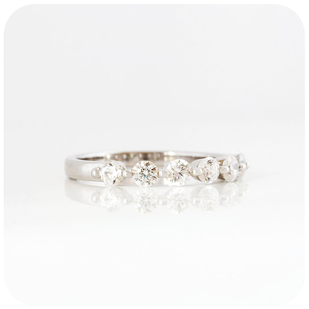 brilliant round cut moissanite half eternity stack and wedding ring - Victoria's Jewellery