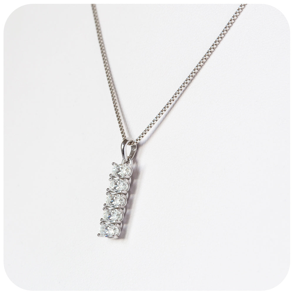 Oval cut Moissanite Eternity Pendant and Chain Necklace - Victoria's Jewellery