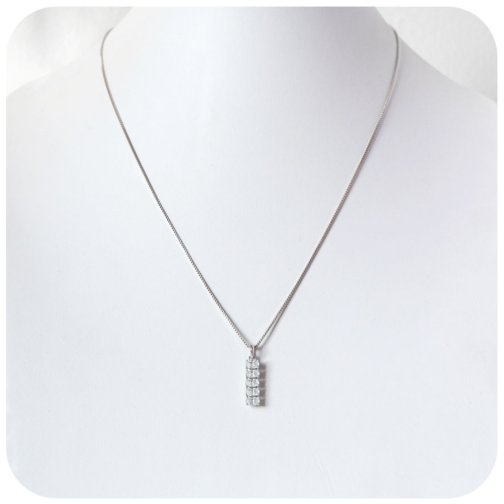 Oval cut Moissanite Eternity Pendant and Chain Necklace - Victoria's Jewellery