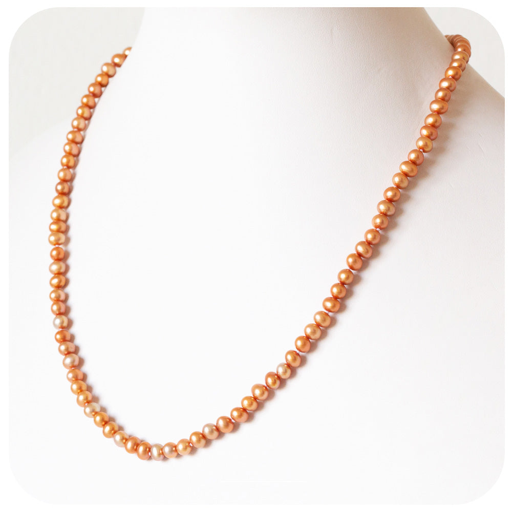 Golden Orange Fresh Water Pearl Necklace