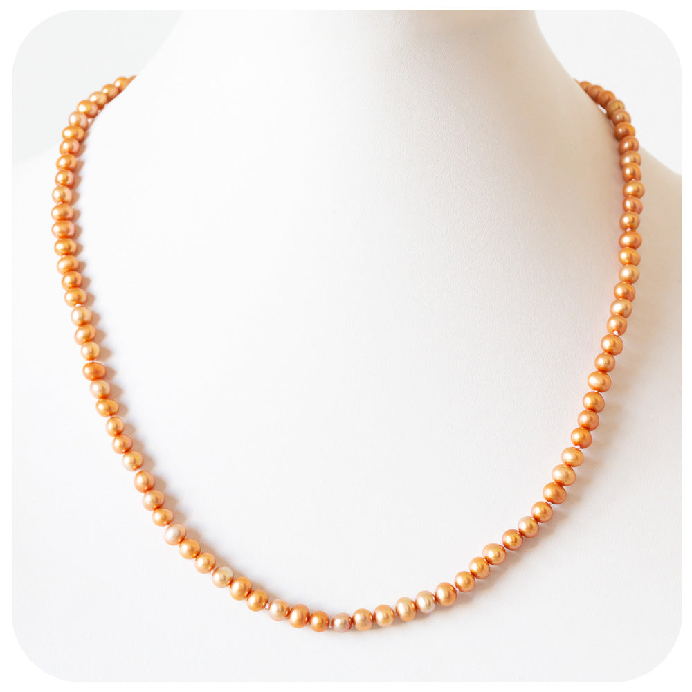 Golden Orange Fresh Water Pearl Necklace